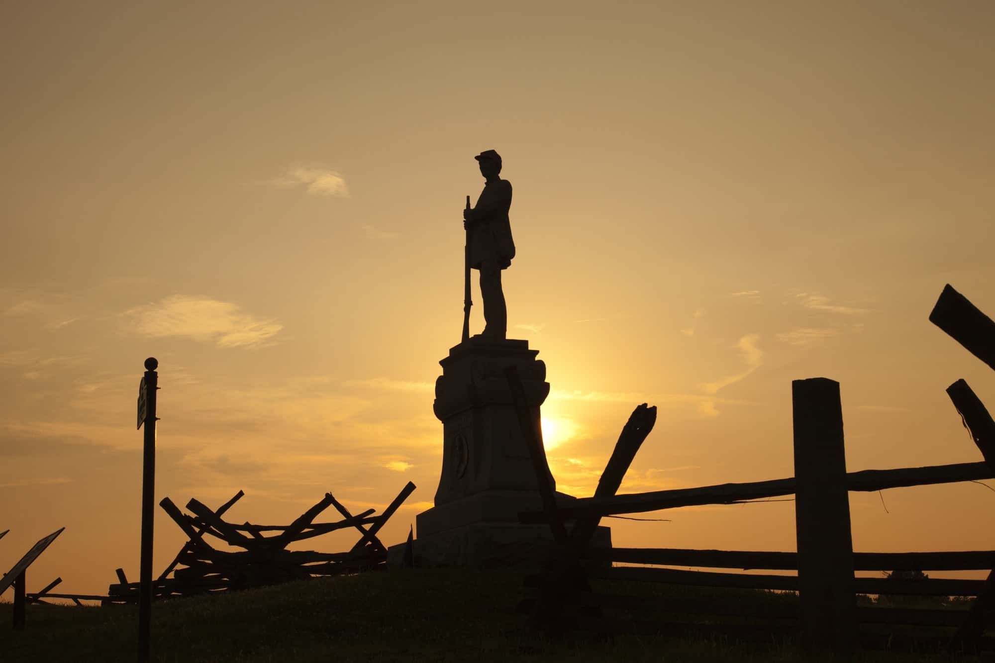 Silhouette of Civil War Soldier on Bloody Lane at Antietam National Battlefield