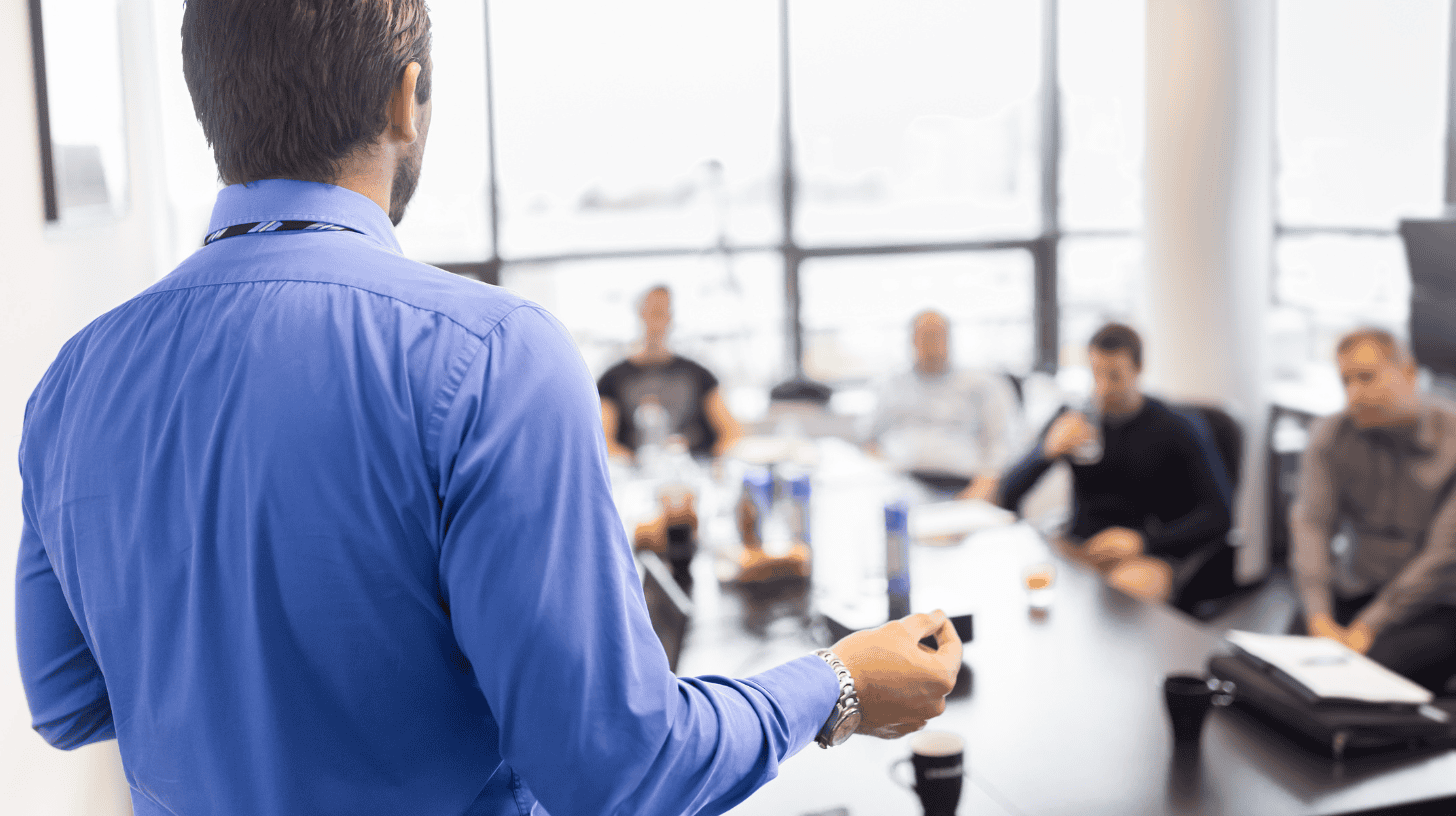 Chief Operating Officer presenting strategy in an executive meeting.