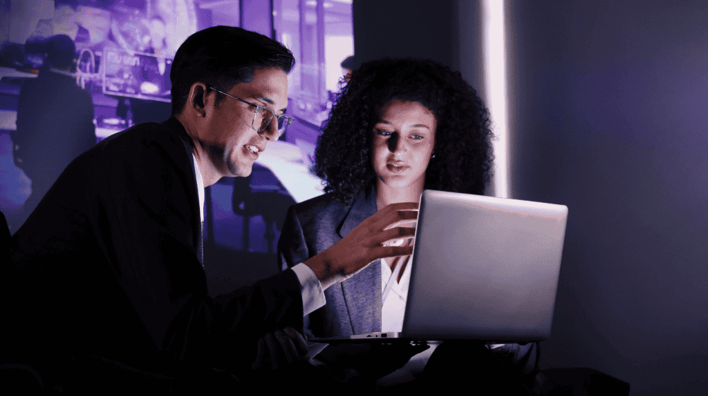 Executives meeting to test out artificial intelligence platforms and navigate the future of digital transformation leadership.
